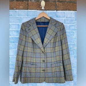 Kiton Napoli 100 % cashmere lapel plaid blazer size 46/6